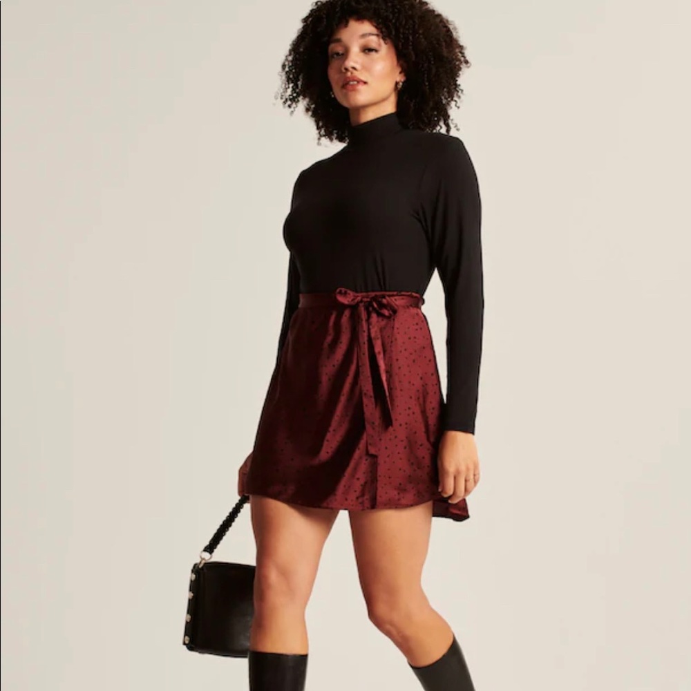 Satin wrap mini skirt